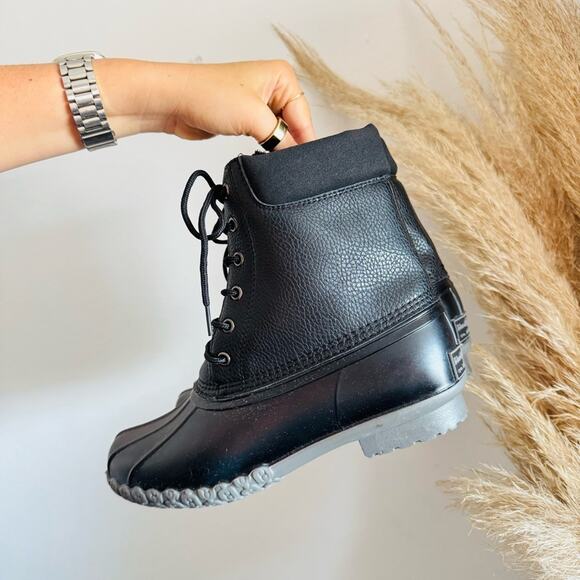 MENS WEATHERPROOF Black Leather Rubber Lace Up Snow Rain Ankle Boot Boots Shoes - Picture 9 of 11